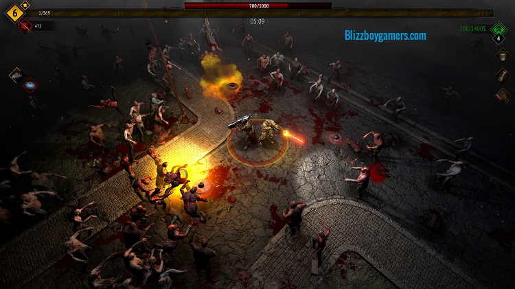 Pantalla de progreso de Yet Another Zombie Survivors con mejoras de personajes y habilidades disponibles durante la partida.